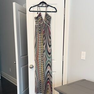 Elegant Multicolor Halter Maxi Dress